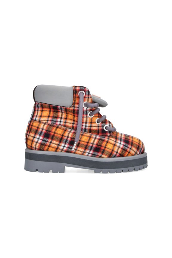 Orange Plaid Padded Collar Rugged Boots Orange (Men's)
