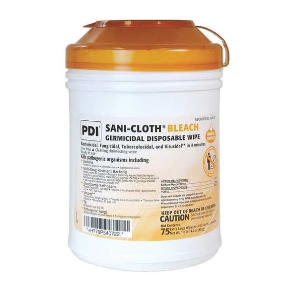 Pdi Disinfecting Wipes, 6 x 10-1/2", 75 Pack, 75 Wipes PSBW077072