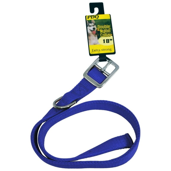 Dog Collar 1" x 18" Double Nylon Blue