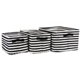 thumbnail image 1 of Pe Coated Herringbone Woven Cotton Stripe Rectangle Laundry Storage Bin, Black & Assorted Color - Set of 3, 1 of 1