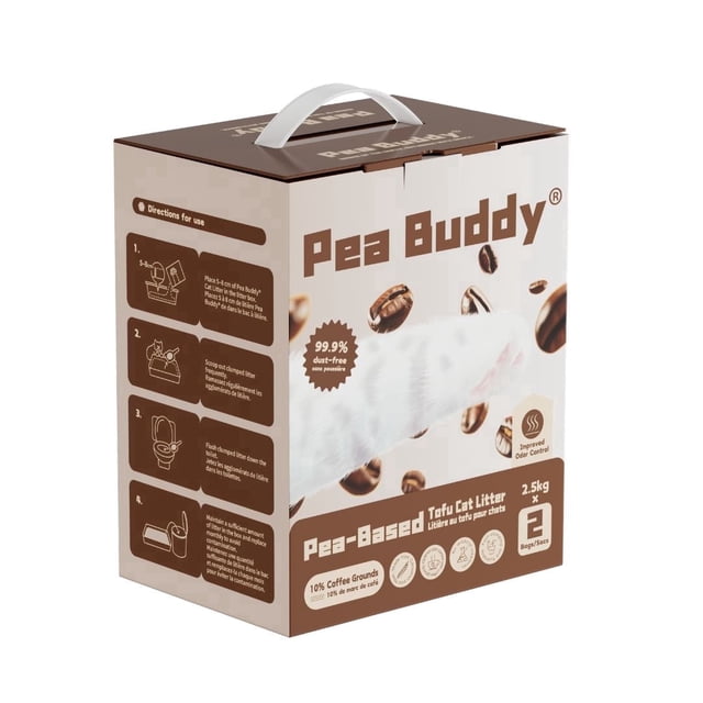 Pea Buddy Pea Based Tofu Cat Litter (10% Coffee Grounds, 2 Bags of 2 ...