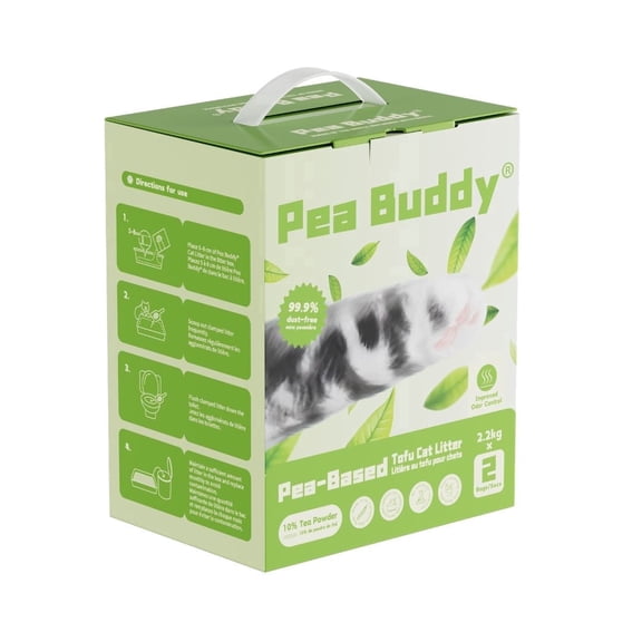 Pea Buddy Pea Based Tofu Cat Litter (10% Tea Powder, 2 Bags of 2.2kg)