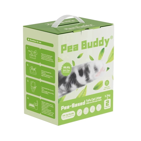 Pea Buddy Pea Based Tofu Cat Litter - 10% Tea Powder 2 Bags of 2.2kg