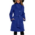 thumbnail image 1 of Pea Coats For Women Sevevn Pea Coats for Women Fall Winter Stand Collar Single Breasted Long Trench Coat with Belt 2025, 1 of 9