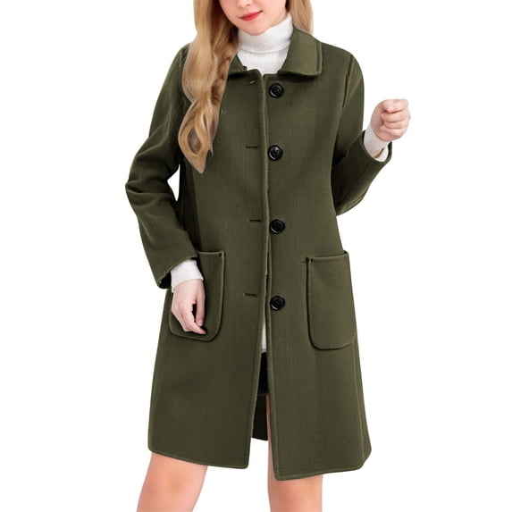 Pea Coats For Women Sevevn Women's Winter Outerwear Overcoat Lapel Mid-thigh A-line Single Breasted Pea Coat