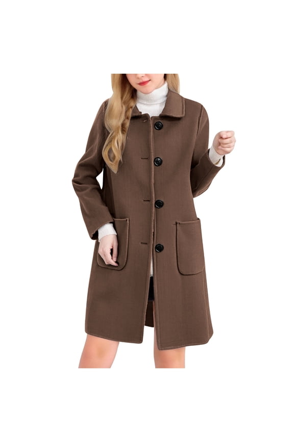 Pea Coats For Women Sevevn Women's Winter Outerwear Overcoat Lapel Mid-thigh A-line Single Breasted Pea Coat