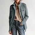 thumbnail image 1 of Pea Coats for Women Cropped Wool Jackets Winter Single Breasted Trench Coat Gray XL, 1 of 7