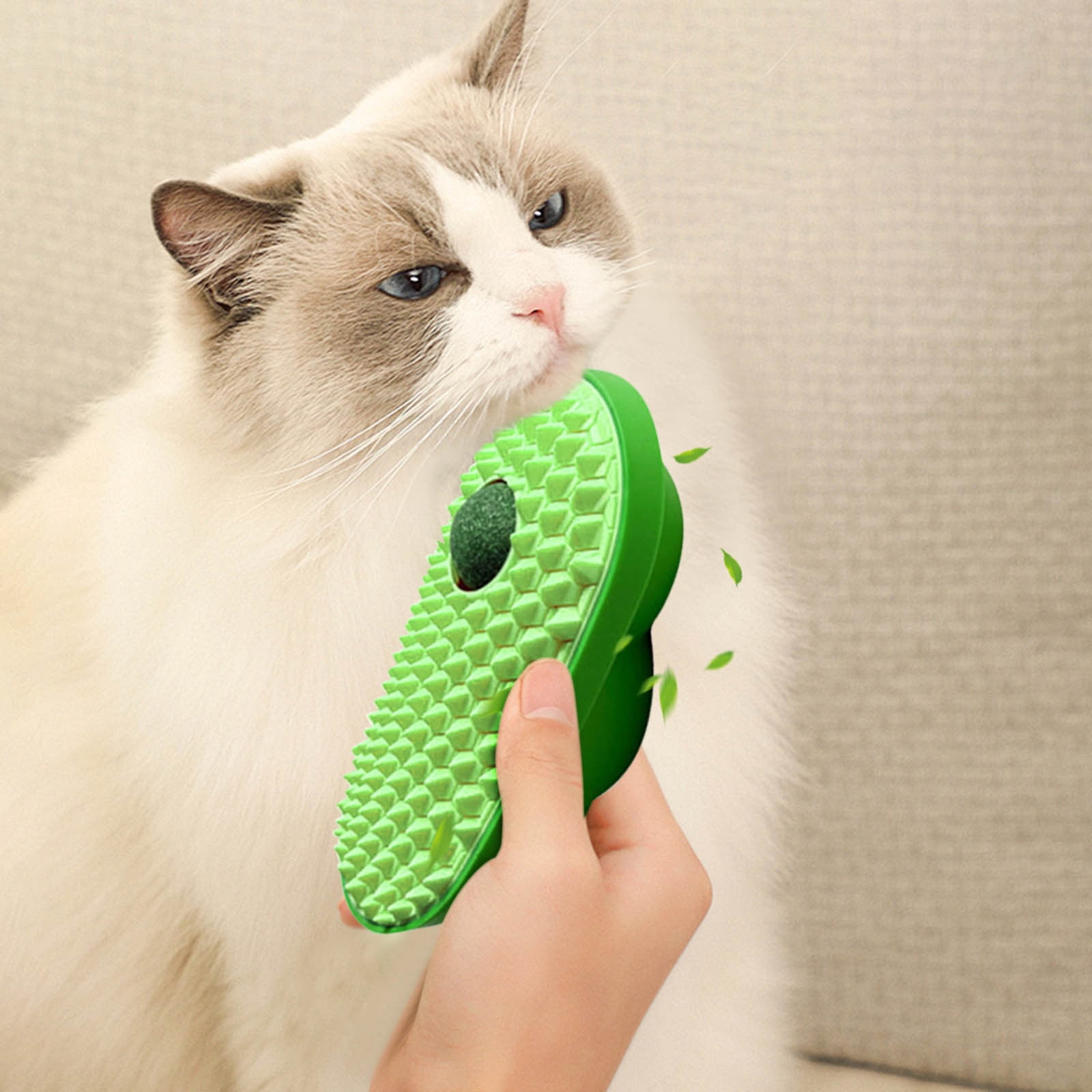 Pea Mint Cat Grooming Brush - Self Cleaning Cat Hair Remover with ...