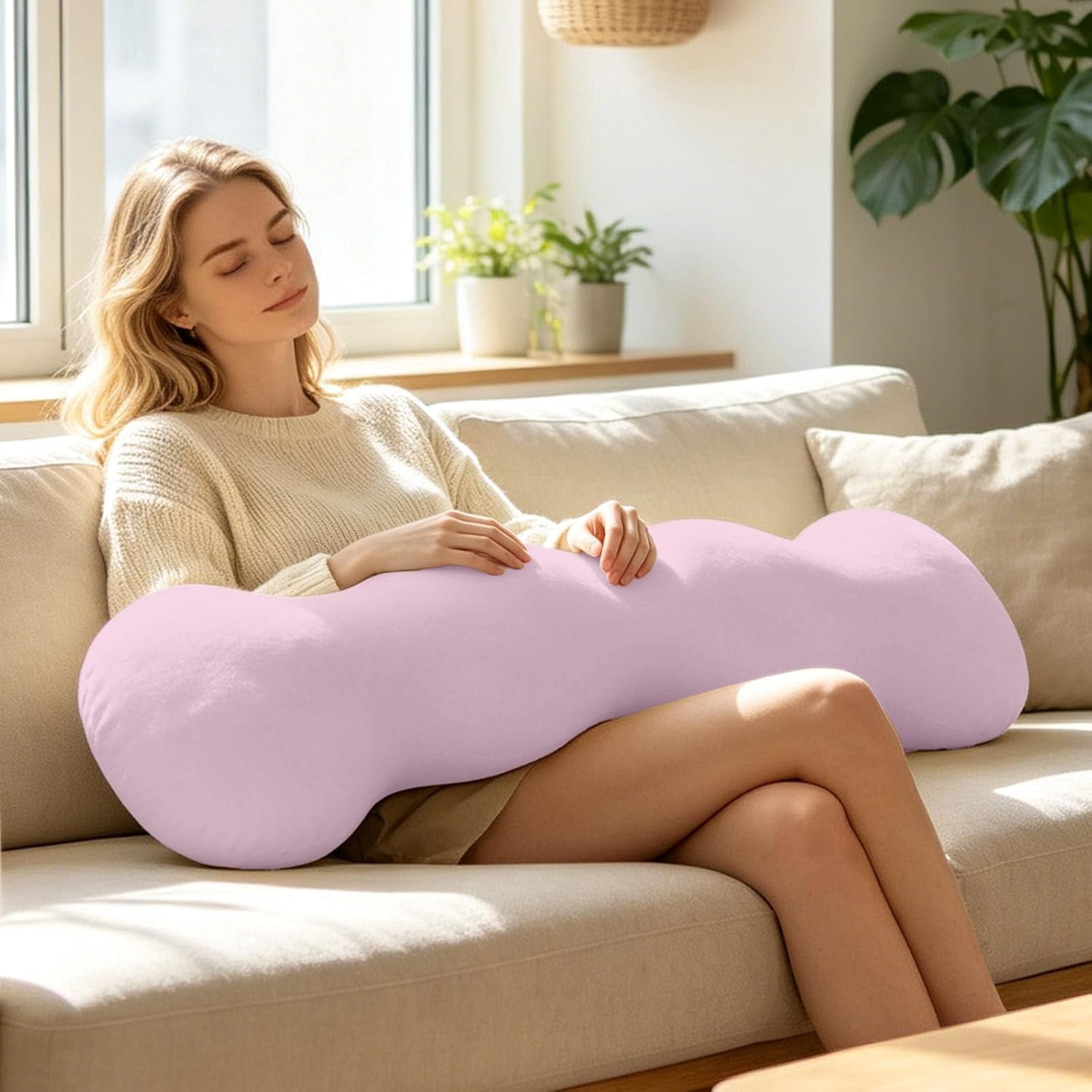 Pea Pod Body Pillow 100x48cm Soft Supportive for Side SleeperPurple