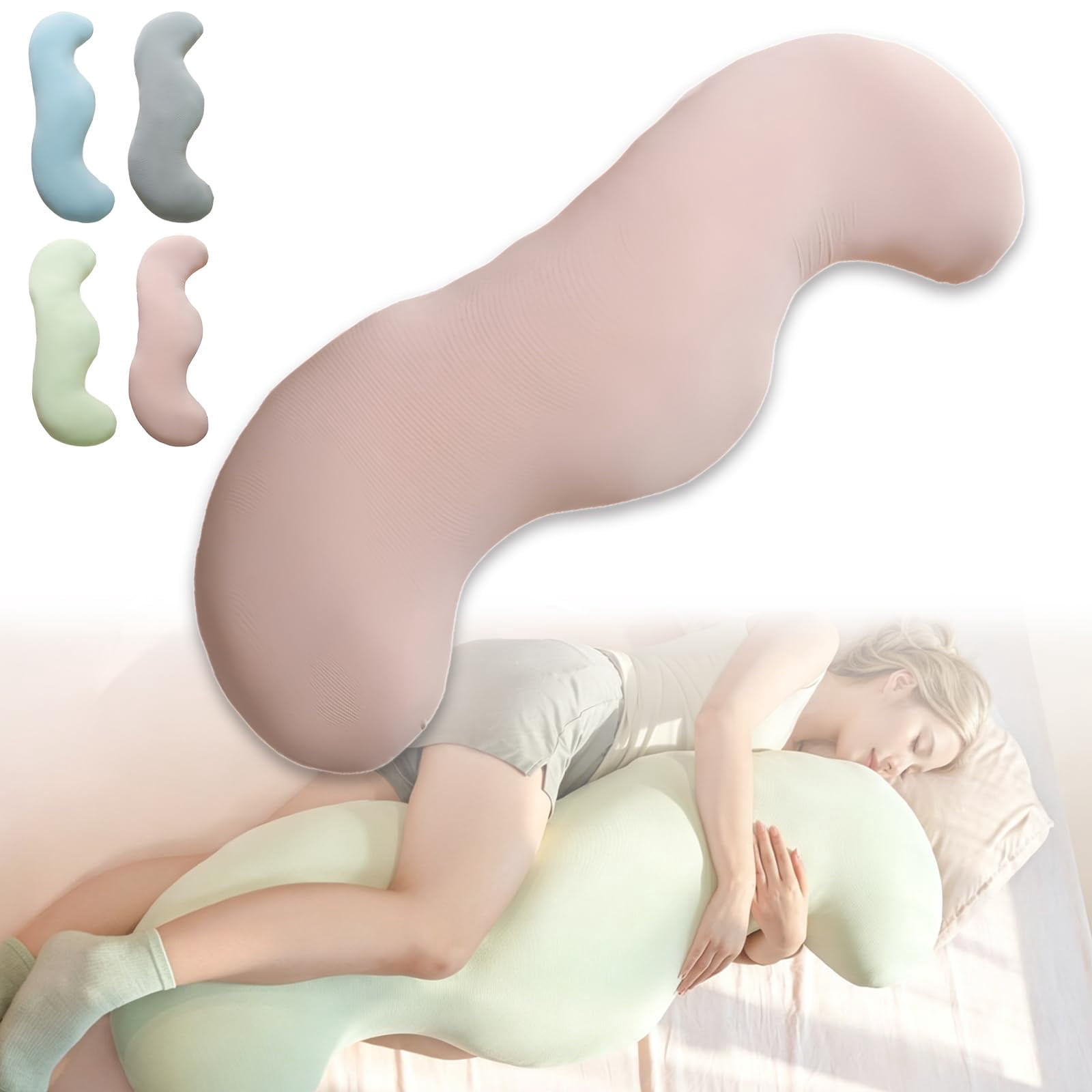 Pea Pod Body Pillow for Adults, Cooling Body Pillo, Full Body Support Pillow for Side Sleepers, Soft and Supportive Pillows forSleeping & Lumbar Support