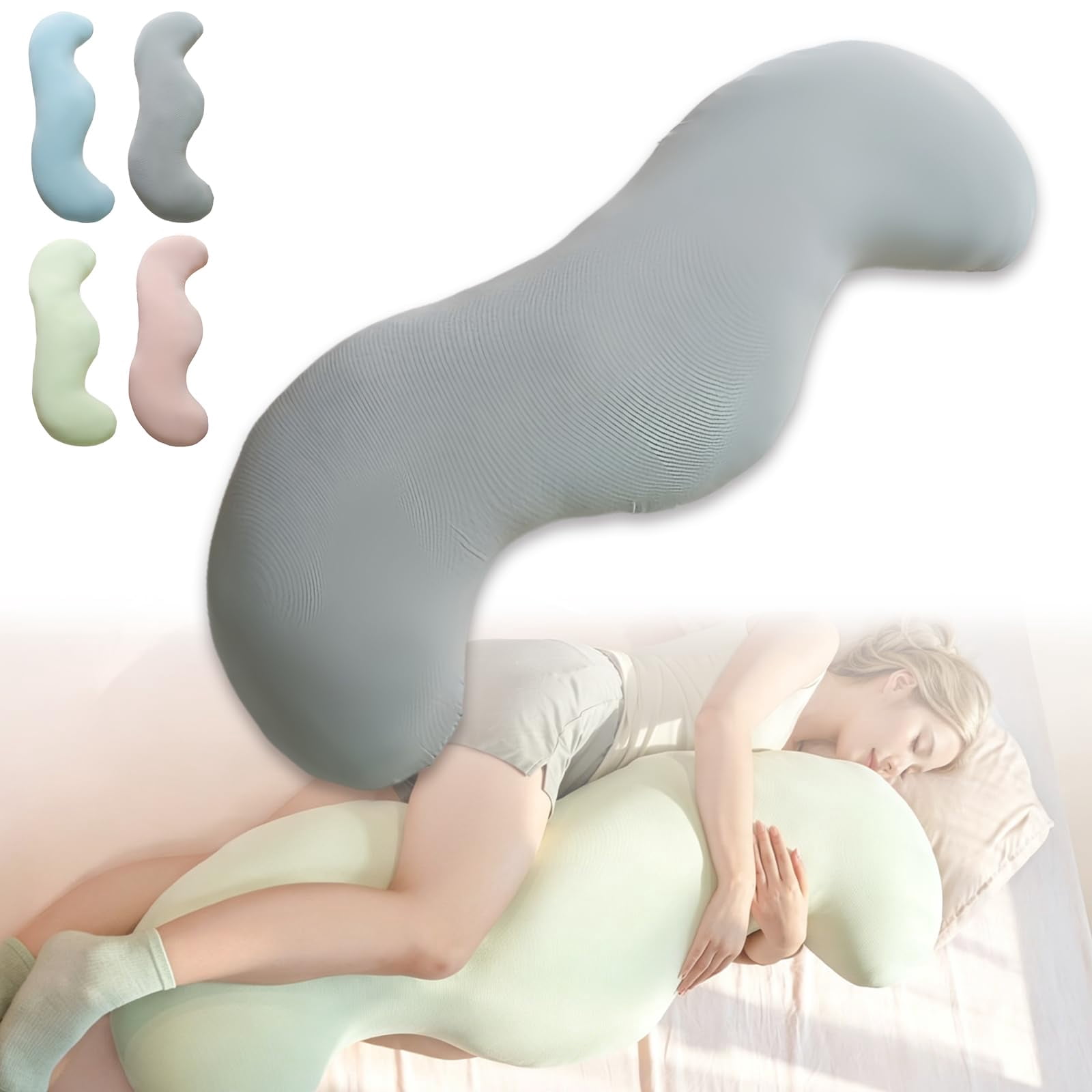 Pea Pod Body Pillow for Adults, Cooling Body Pillo, Full Body Support Pillow for Side Sleepers, Soft and Supportive Pillows forSleeping & Lumbar Support