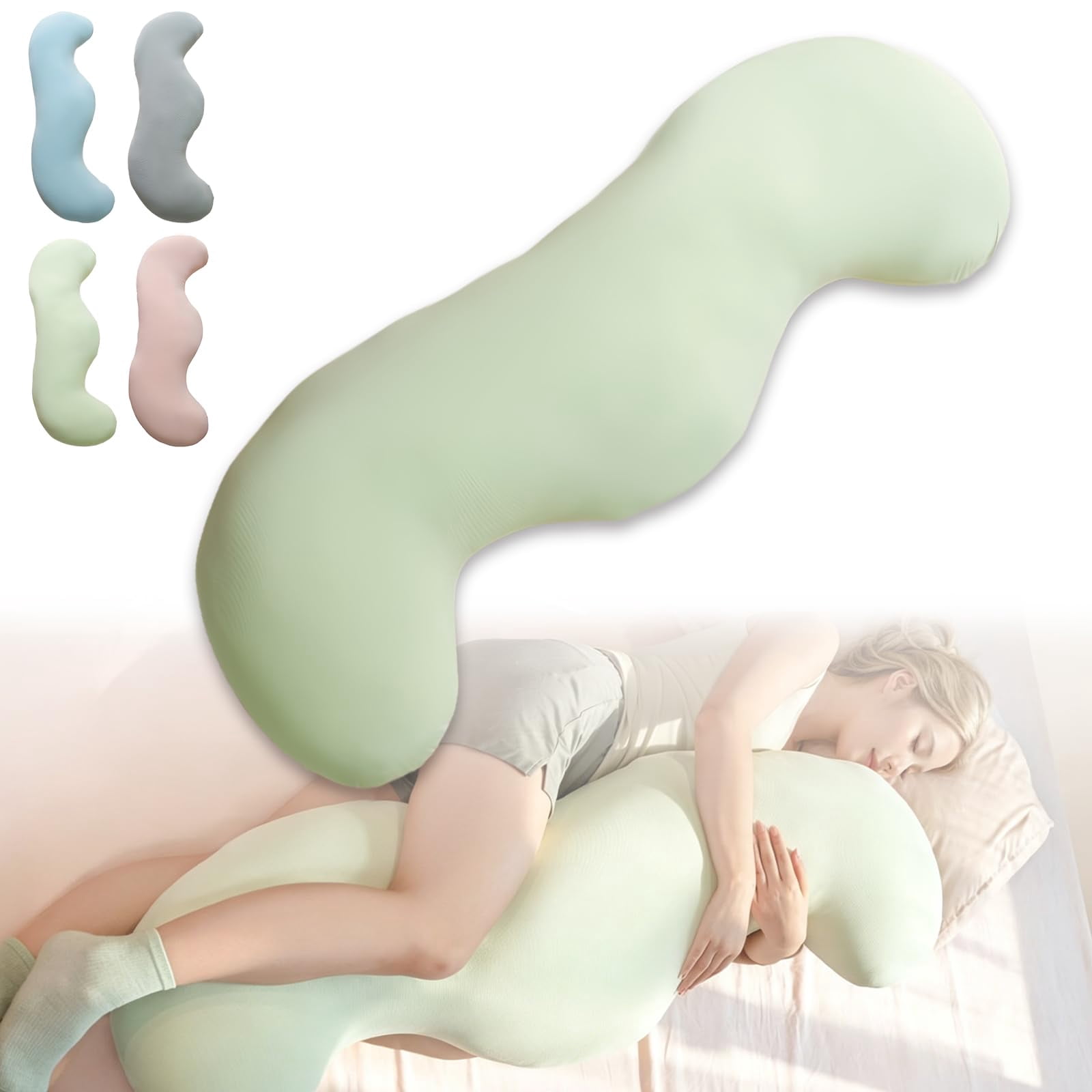 Pea Pod Body Pillow for Adults, Cooling Body Pillo, Full Body Support Pillow for Side Sleepers, Soft and Supportive Pillows forSleeping & Lumbar Support