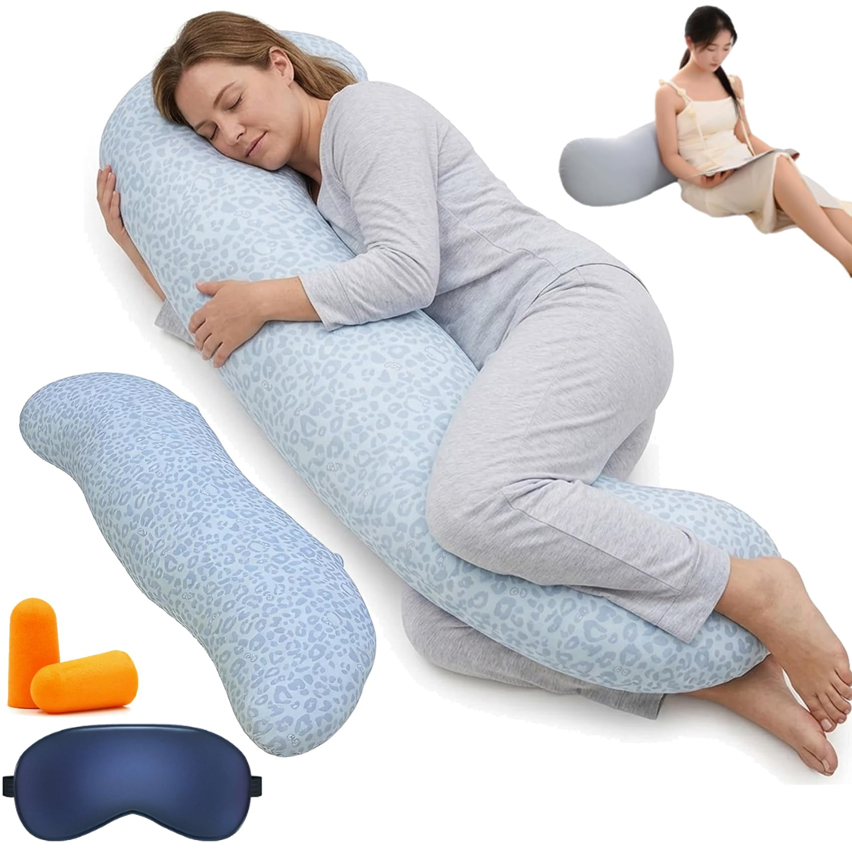 Pea Pod Body Pillow for Adults, Ergonomic Long Hugging Pillow for Side Sleepers, Soft Full Body Support Cushion with Removable Washable Cover for Bed and Sofa