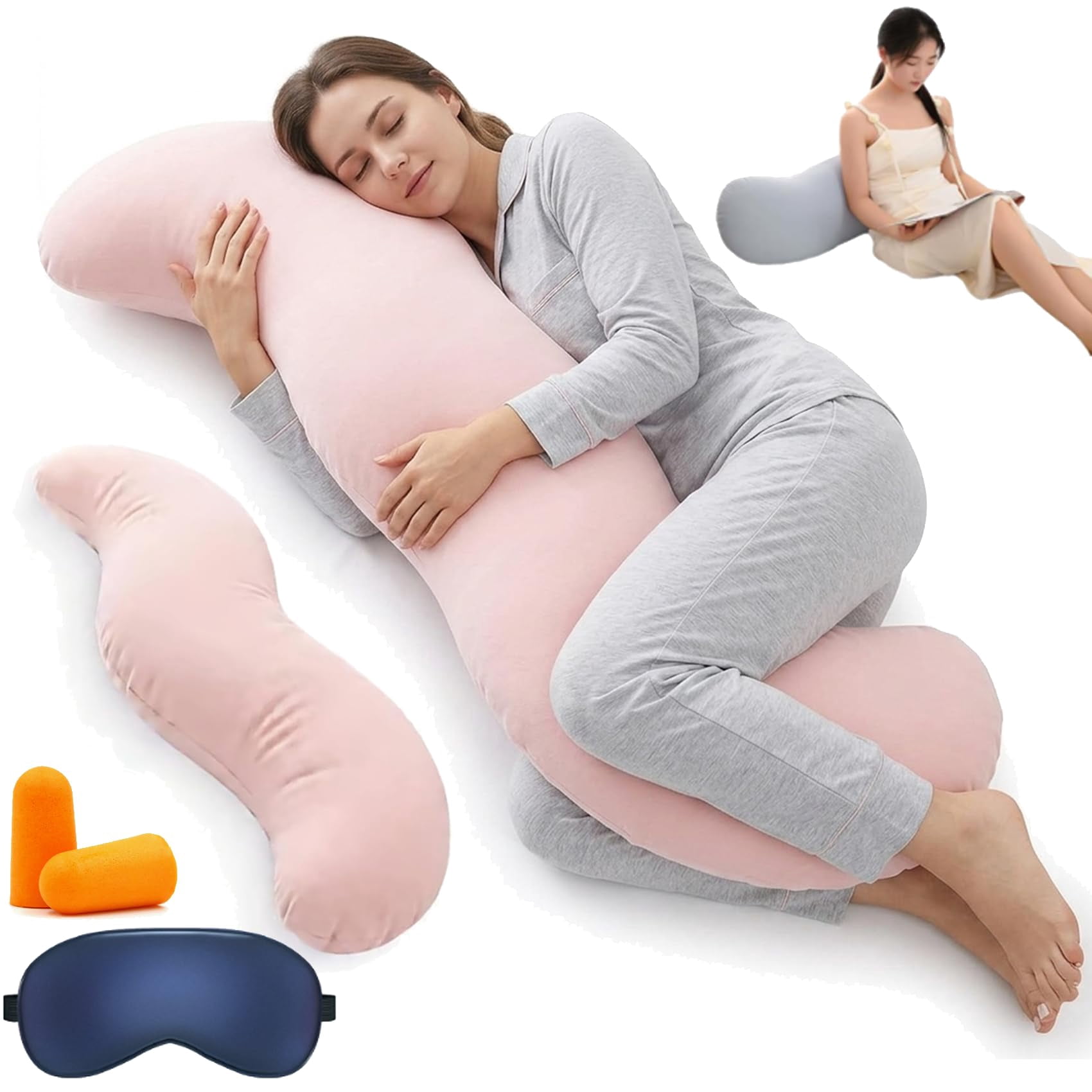 Pea Pod Body Pillow for Adults, Ergonomic Long Hugging Pillow for Side Sleepers, Soft Full Body Support Cushion with Removable Washable Cover for Bed and Sofa