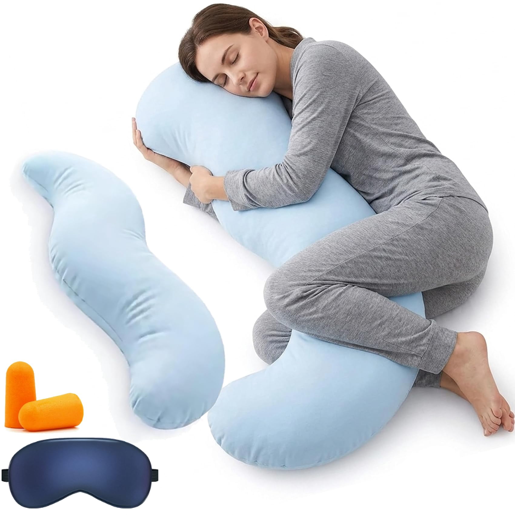 Pea Pod Body Pillow for Adults, Ergonomic Long Hugging Pillow for Side Sleepers, Soft Full Body Support Cushion with Removable Washable Cover for Bed and Sofa