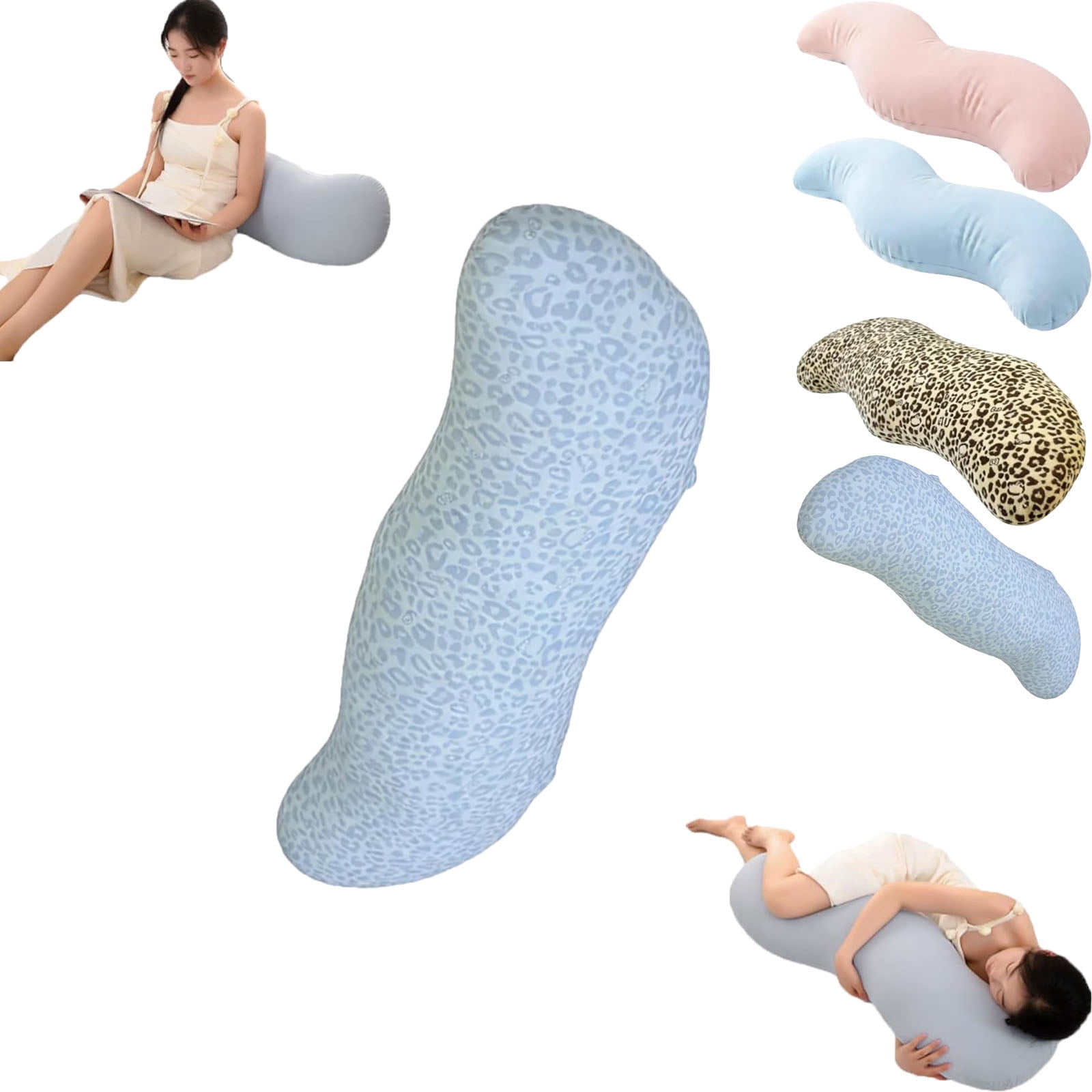 Pea Pod Body Pillow for Adults, Pea Pod Body Pillow for Side Sleepers, Soft Long Hugging Pillow with Removable Washable Cover, Multipurpose Back Leg Support Pillow for Bedroom Sofa Home (Blue)