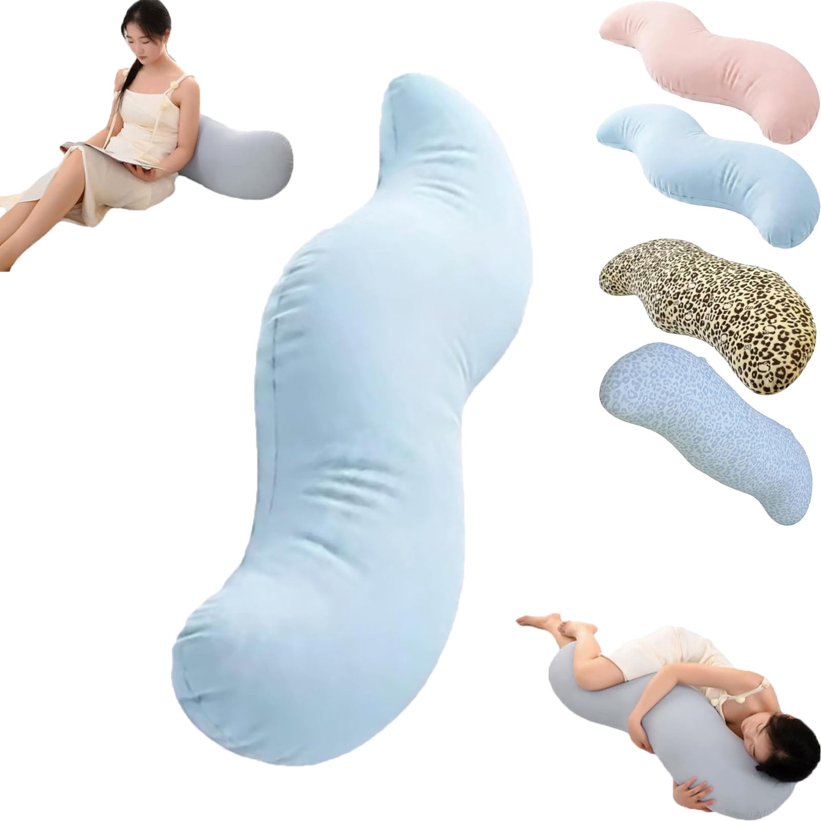 Pea Pod Body Pillow for Adults, Pea Pod Body Pillow for Side Sleepers, Soft Long Hugging Pillow with Removable Washable Cover, Multipurpose Back Leg Support Pillow for Bedroom Sofa Home (Blue)