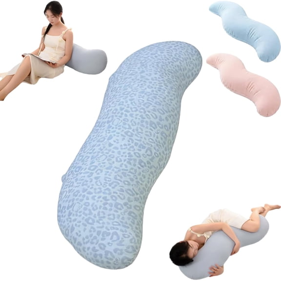 Pea Pod Body Pillow for Adults, Pea Pod Body Pillow for Side Sleepers, Soft Long Hugging Pillow with Removable Washable Cover, Multipurpose Back Leg Support Pillow for Bedroom Sofa Home (Leopard blue