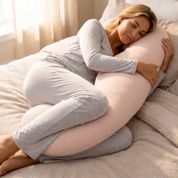 Pea Pod Body Pillow, S-Shaped Cooling Full Body Pillow, Double Wave Curve Support Pillow, Long Bolster Hug Pillow, for Hip, Knee, Back & Leg Support