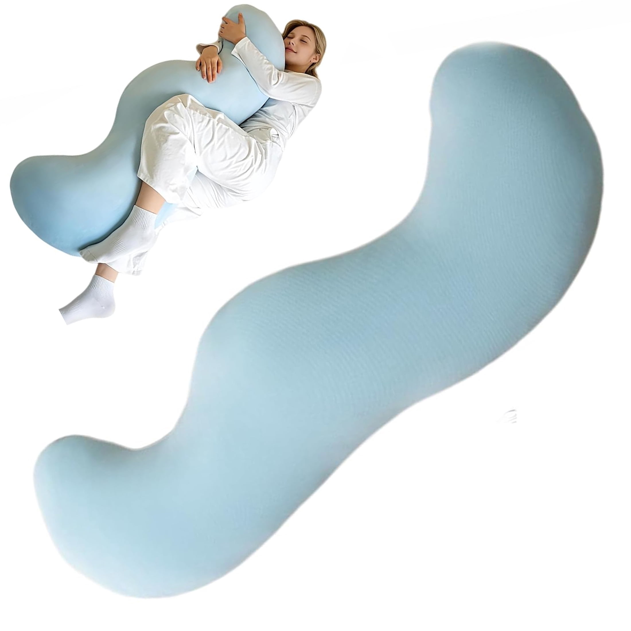 Pea Pod Body Pillow for Side Sleeper, 3 Size S Shaped Full Body Support Pillow for Adults, Long Bolster Hug Pillow with Cooling Fabric, Soft Ergonomic Pillow
