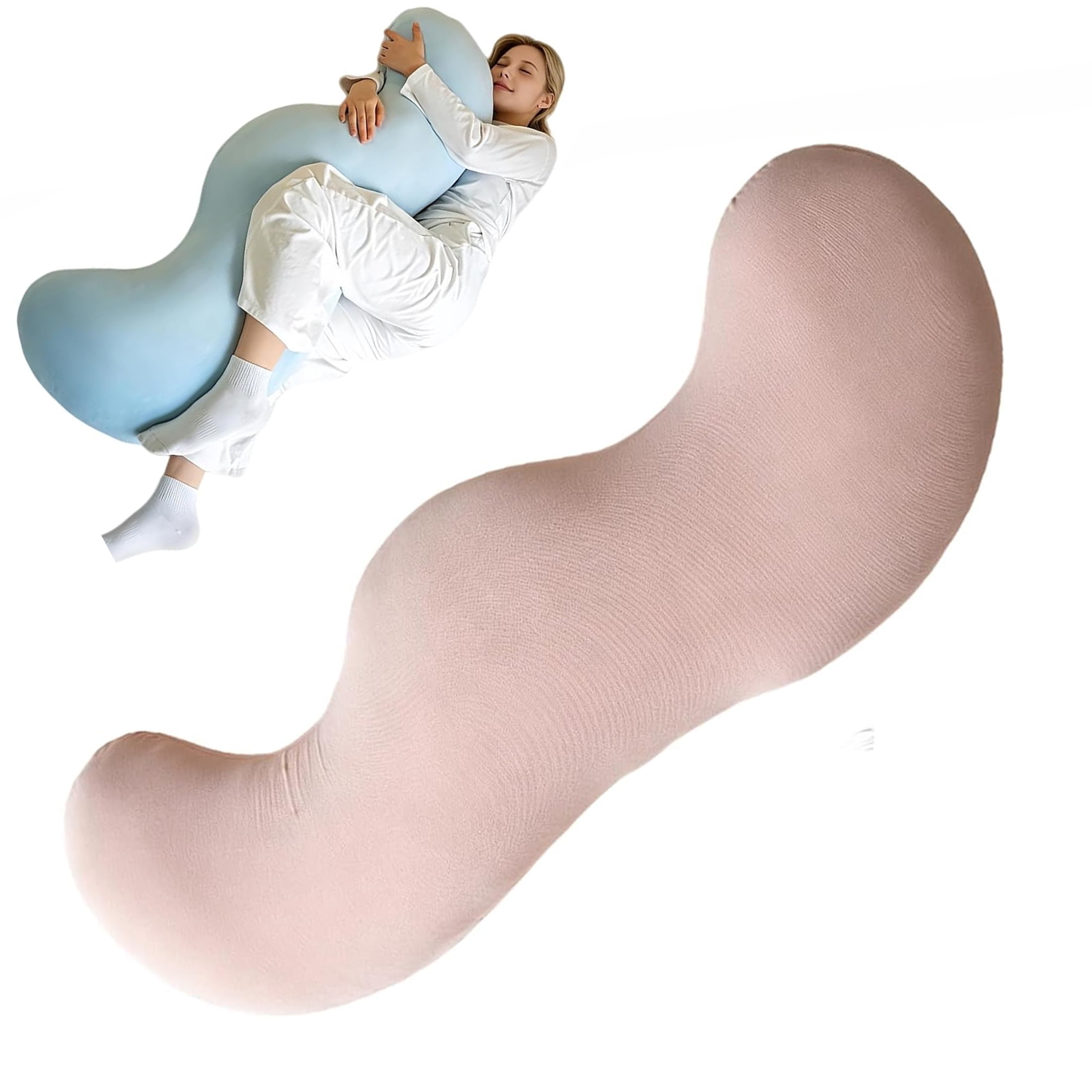 Pea Pod Body Pillow for Side Sleeper, 3 Size S Shaped Full Body Support Pillow for Adults, Long Bolster Hug Pillow with Cooling Fabric, Soft Ergonomic Pillow