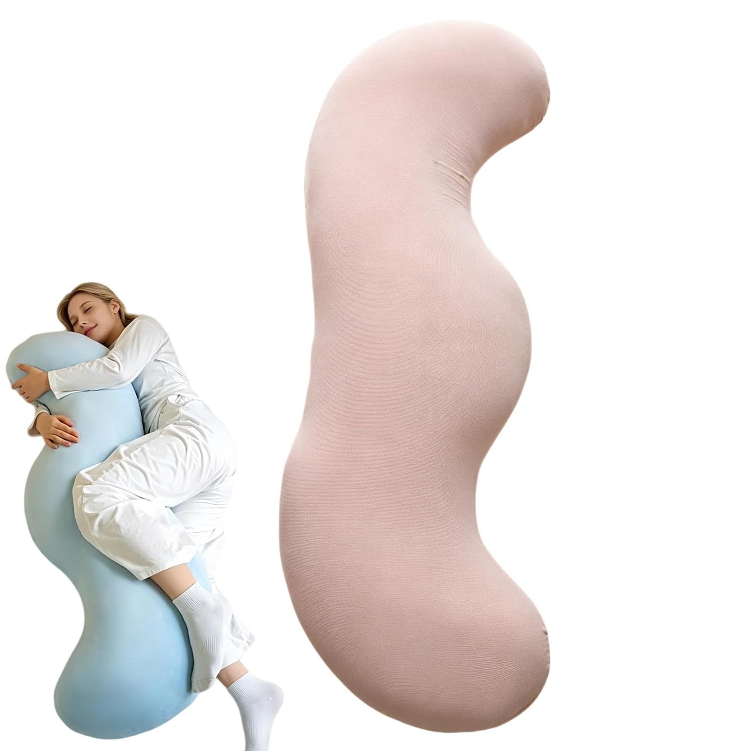 Pea Pod Body Pillow for Side Sleeper, Ergonomic S Shaped Body Pillow for Side Sleeper Adults with with Cooling Cover, Soft Hug Sleep for Back, Hip & Leg Support