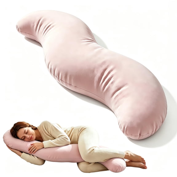 Pea Pod Body Pillow for Side Sleeper, Pea Pod Body Pillow for Adults, Long Bolster Hug Pillow with Cooling Fabric, Soft Ergonomic Pillow for Back, Hip & Leg Support