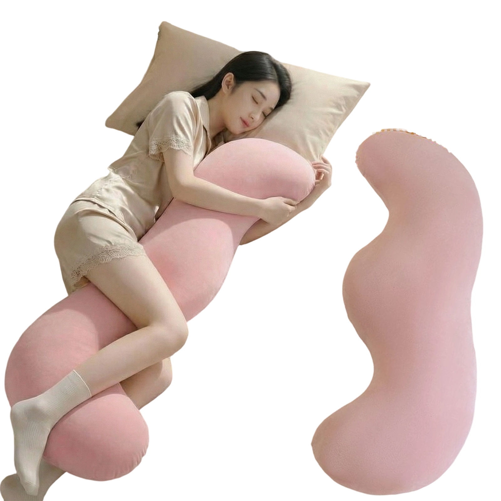 Pea Pod Body Pillow for Adults, Ergonomic Bolster Side Sleeper Pillow, Long Full-Body Cuddle Pillow for Cooling Comfort & Lumbar Support