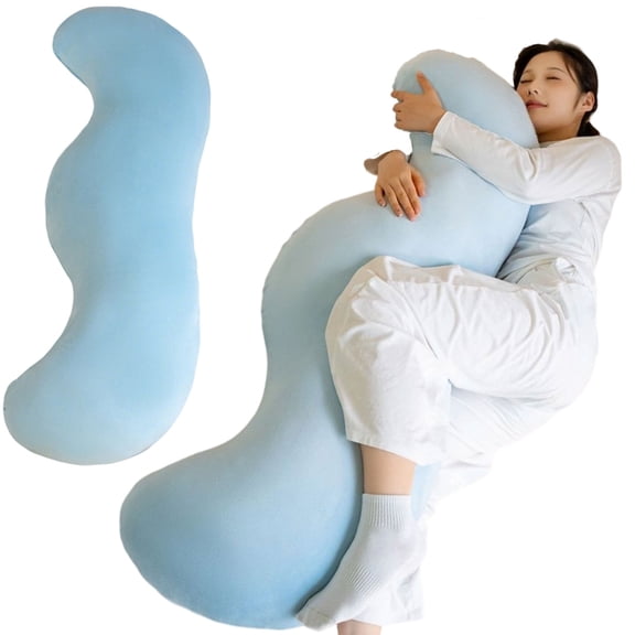 Pea Pod Body Pillow for Adults, Ergonomic Bolster Side Sleeper Pillow, Long Full-Body Cuddle Pillow for Cooling Comfort & Lumbar Support