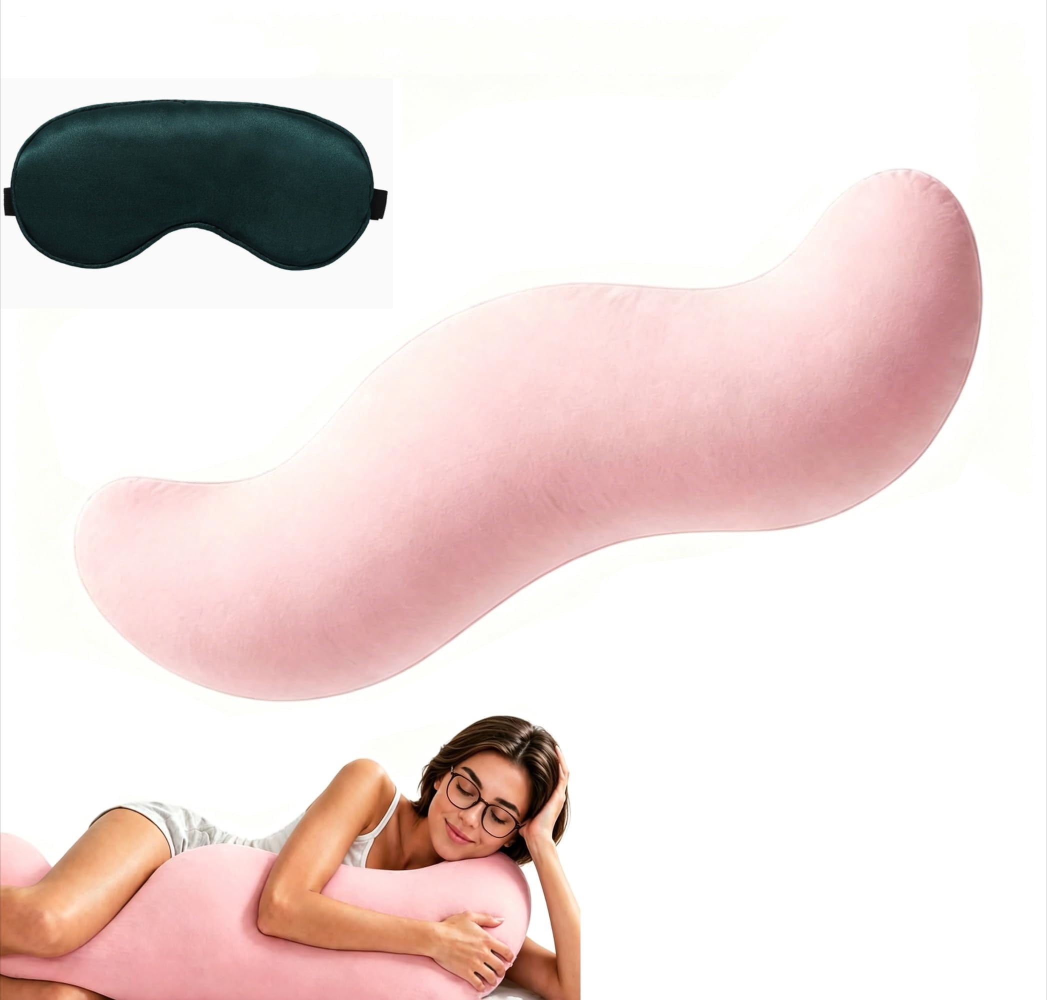 Pea Pod Body Pillow for Side Sleeper, Double Curve Design for Hip & Leg Support, Long Bolster Hug Pillow with Cooling Fabric, Mother's Day Gift