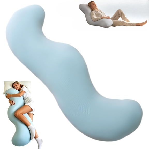 Pea Pod Body Pillow for Side Sleeper – Ergonomic S‑Shaped Full Body Support Pillow for Adults, Cooling Soft Long Pillow with Washable Cover 41″