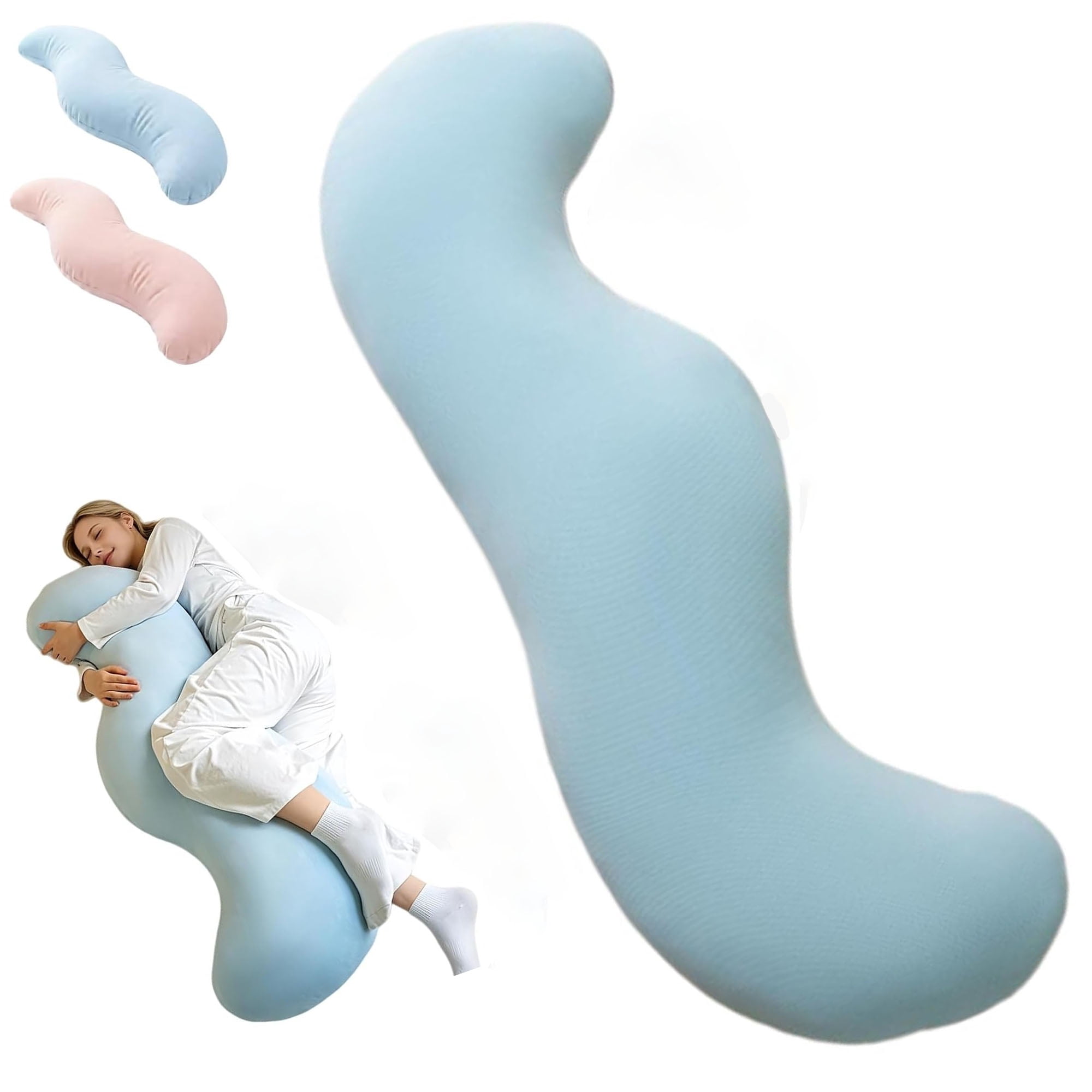 Pea Pod Body Pillow for Side Sleeper,Long Bolster Hug Pillow with Cooling Fabric, Soft Ergonomic Pillow for Back, Hip & Leg Support