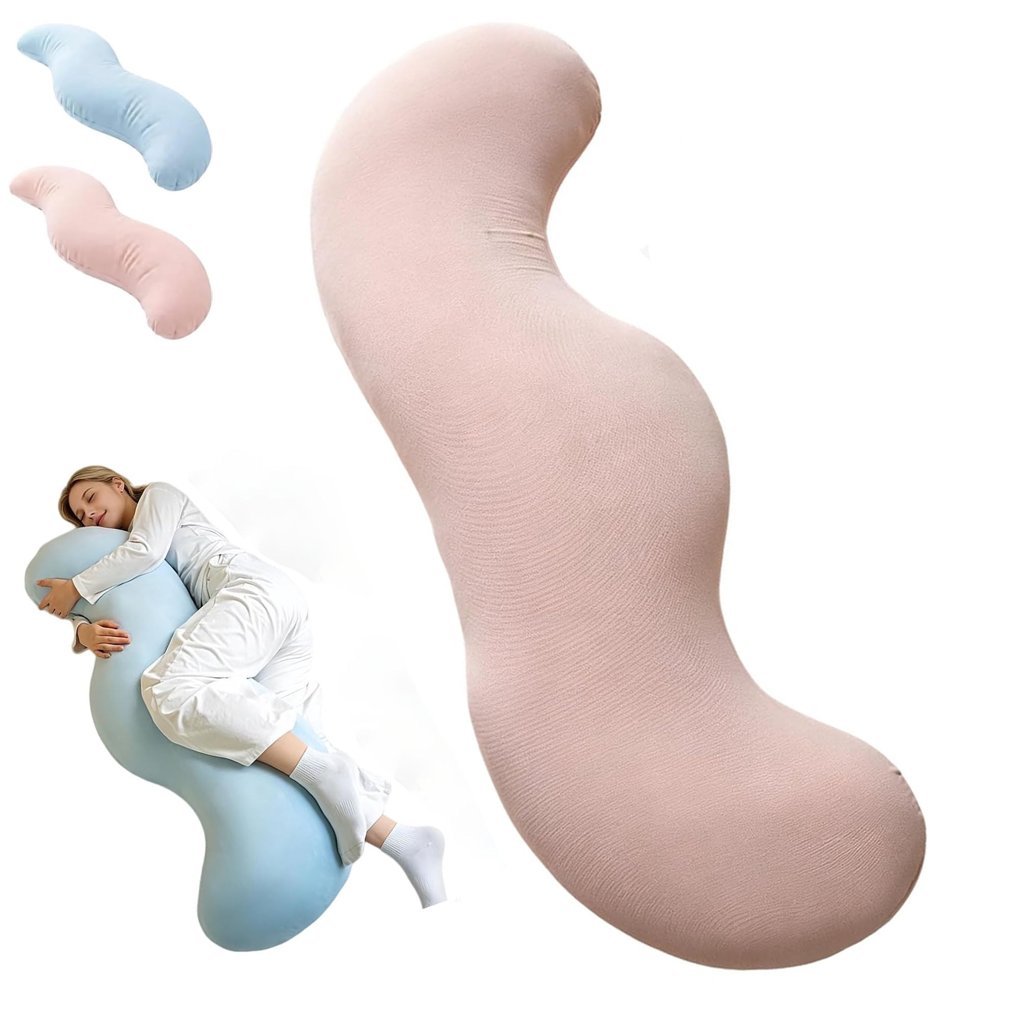 Pea Pod Body Pillow for Side Sleeper,Long Bolster Hug Pillow with Cooling Fabric, Soft Ergonomic Pillow for Back, Hip & Leg Support