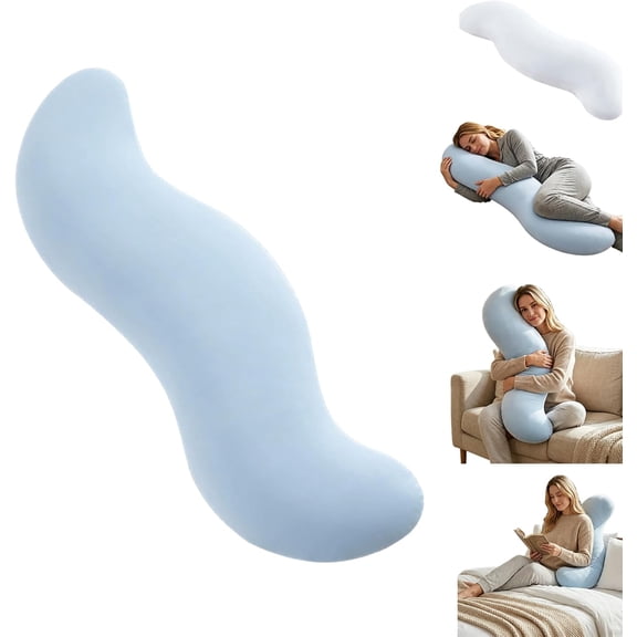 Pea Pod Body Pillow for Side Sleeper,Soft Cooling Long Bolster Hug Pillow,Curved Sleep Pillows for Back Hip & Leg Support