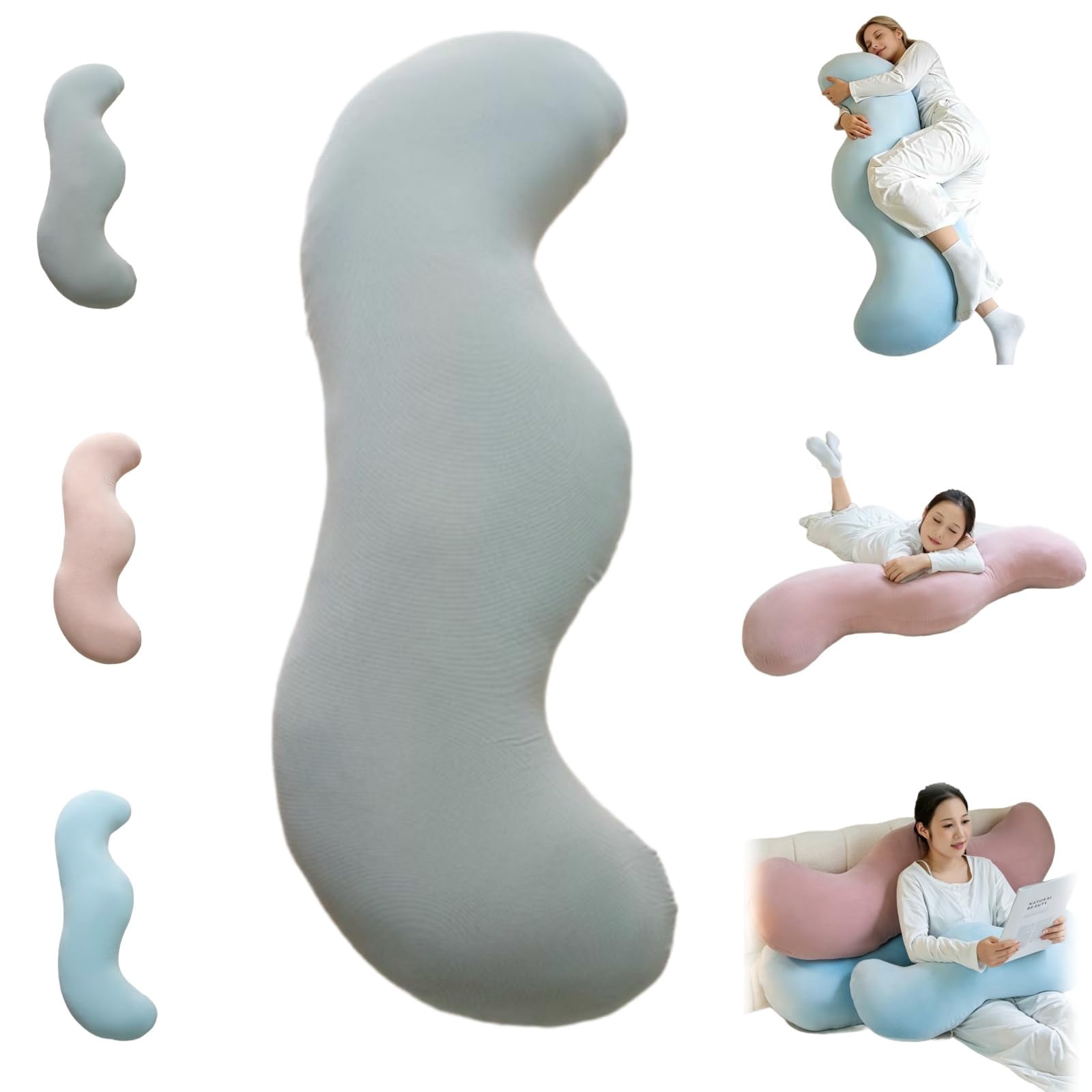 Pea Pod Body Pillow for Side Sleeper with Cooling Body,Soft Ergonomic Side Sleeper Body Pillows for Adults, Full Body Support Pillow