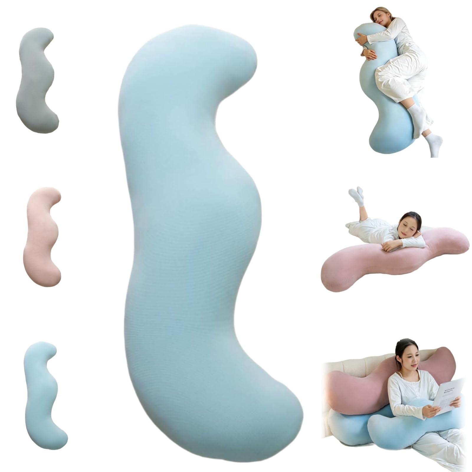 Pea Pod Body Pillow for Side Sleeper with Cooling Body,Soft Ergonomic Side Sleeper Body Pillows for Adults, Full Body Support Pillow