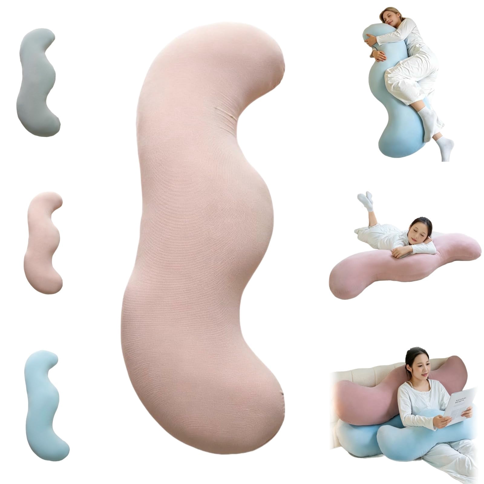 Pea Pod Body Pillow for Side Sleeper with Cooling Body,Soft Ergonomic Side Sleeper Body Pillows for Adults, Full Body Support Pillow