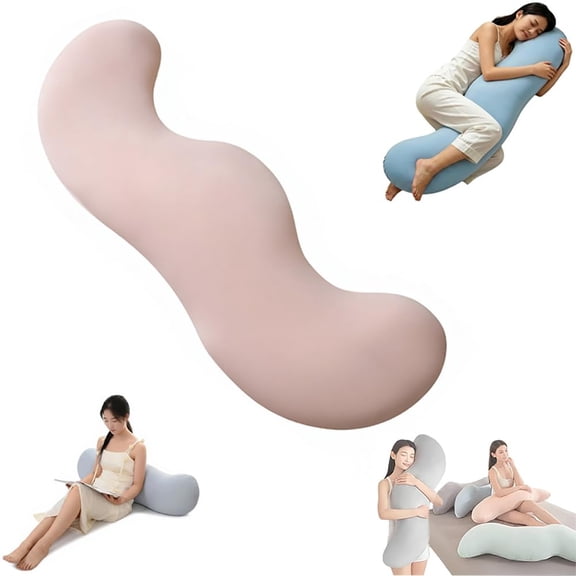 Pea Pod Body Pillow for Side Sleepers – Ergonomic Cooling Memory Foam with Ice Silk Fabric, Full Body Support for Hips, Legs & Back