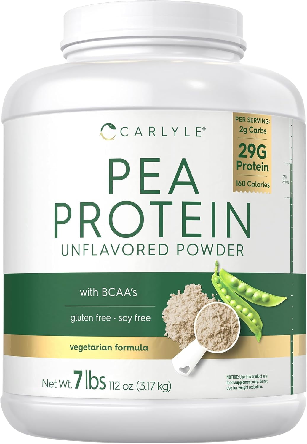 Pea Protein Powder 7lb | Unflavored | 29g Protein Powder for Men and Women | by Carlyle