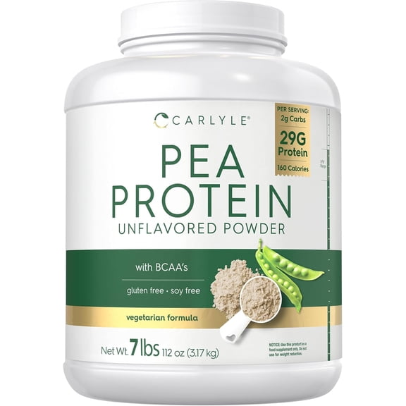 Pea Protein Powder 7lb | Unflavored | 29g Protein | Non-GMO Gluten and Soy Free | Vegetarian Protein Powder | by Carlyle
