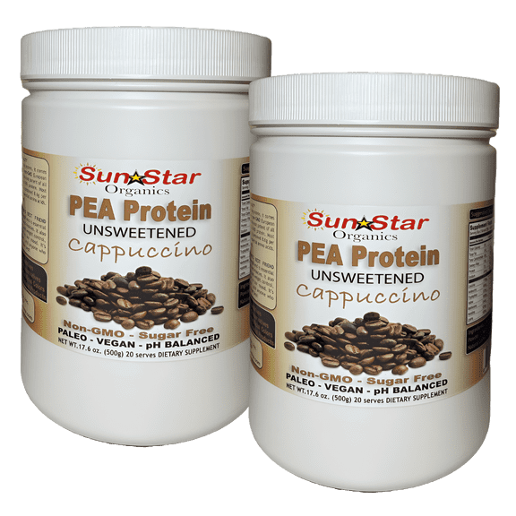 Pea Protein Powder - Cappuccino - Plant Based, Soy Free, Non-GMO 17.6oz (2 PACK)