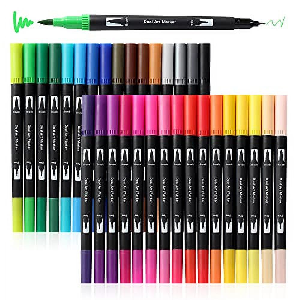 Peablce Art Markers Brush Pen, 32 Colored Pens Fine Point Highlighter