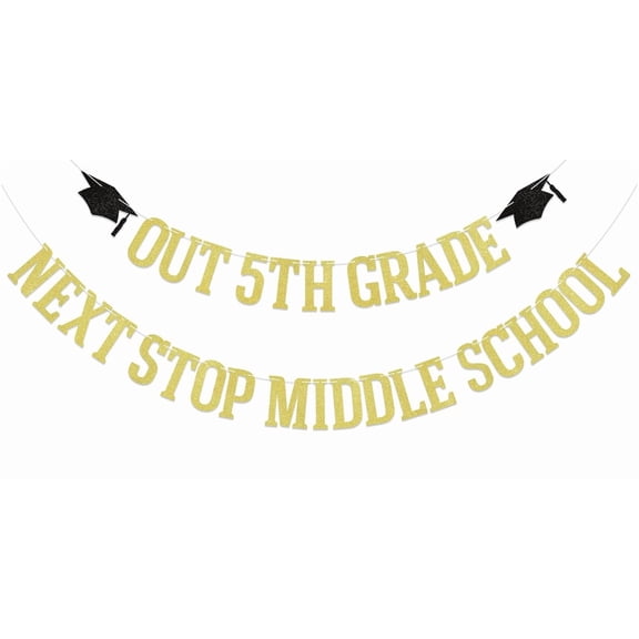Peace Out 5th Grade Banner, Next Stop Middle School Banner - 5th Grade Graduation Decorations, End of 5th Grade Party Decor, Boys/Girls 5th Grade Graduation Party Decorations