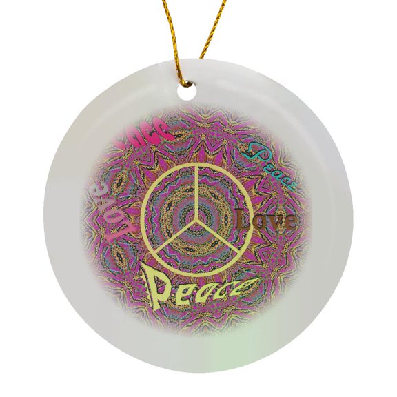 3drose, Peace A, Circle Porcelain Ornament