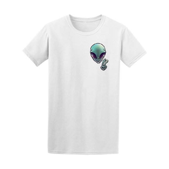 Peace Alien Sticker T-Shirt Men -Image by Shutterstock, Male 3X-Large