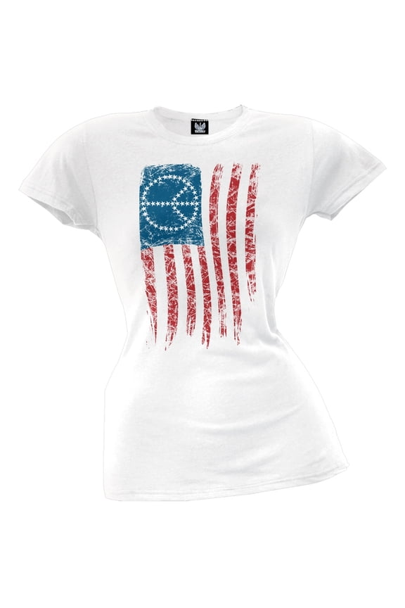 Peace American Flag Juniors T-Shirt - Large