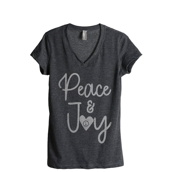 Peace And Joy Women's Fashion Relaxed V-Neck T-Shirt Tee Charcoal Grey 2X-Large