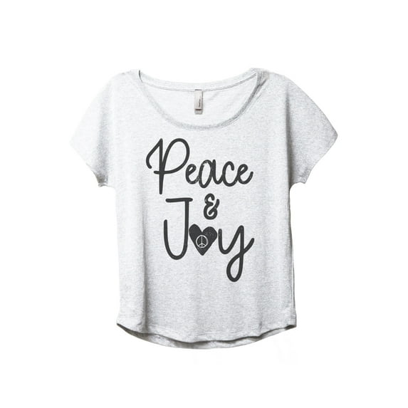 Peace And Joy Women's Fashion Slouchy Dolman T-Shirt Tee Heather White X-Large
