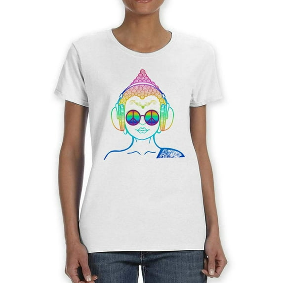 Peace And Love Headphones T-Shirt Women -SPIdeals Designs, Female Large