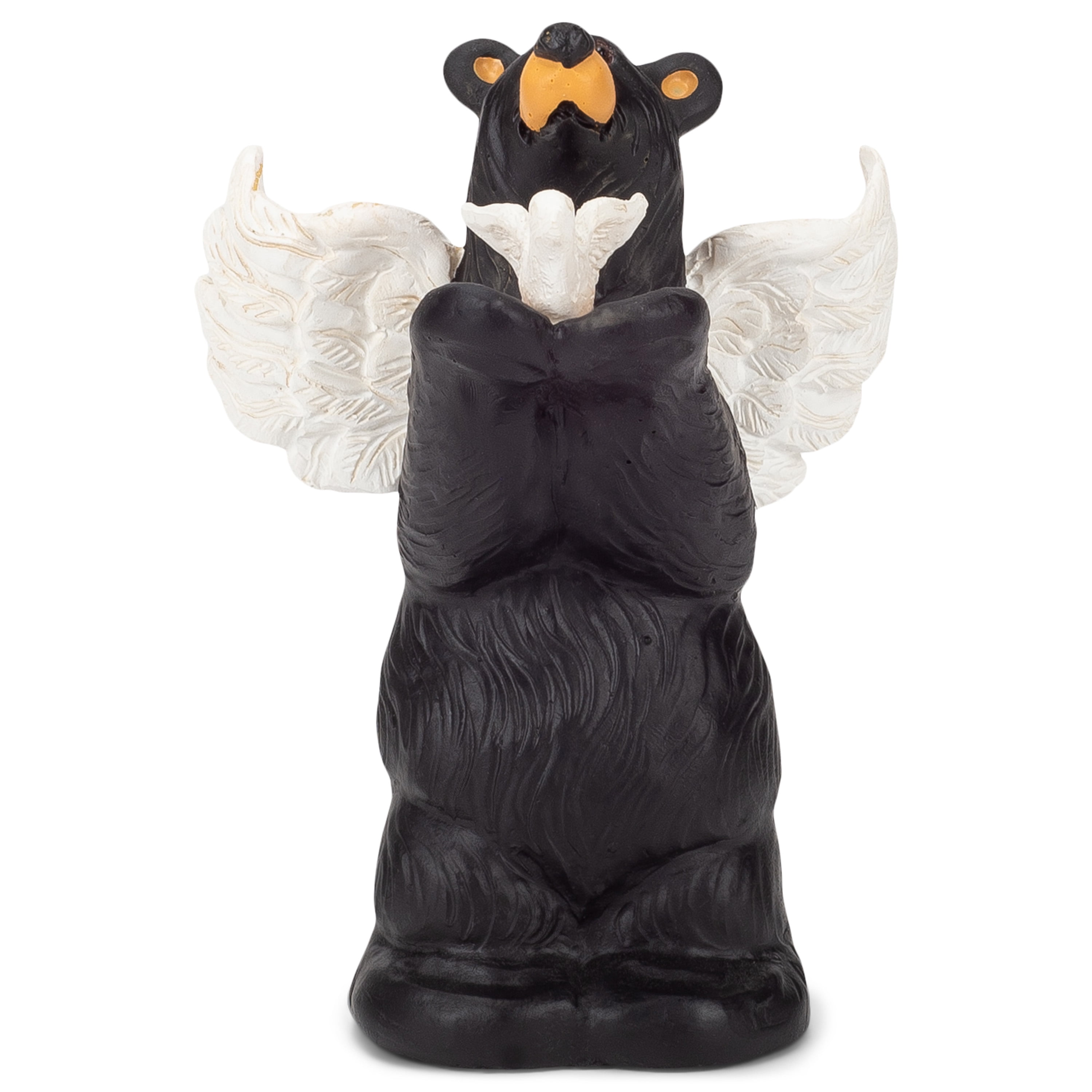 Peace Angel Bear Midnight Black 5 x 2 Hand Cast Resin Stone Collectible Figurine